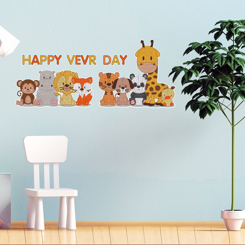 2pcs Diamond Mosaic Sticker Art Crafts Animal DIY Cartoon Stickers Children Gift