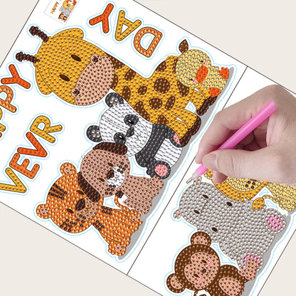 2pcs Diamond Mosaic Sticker Art Crafts Animal DIY Cartoon Stickers Children Gift