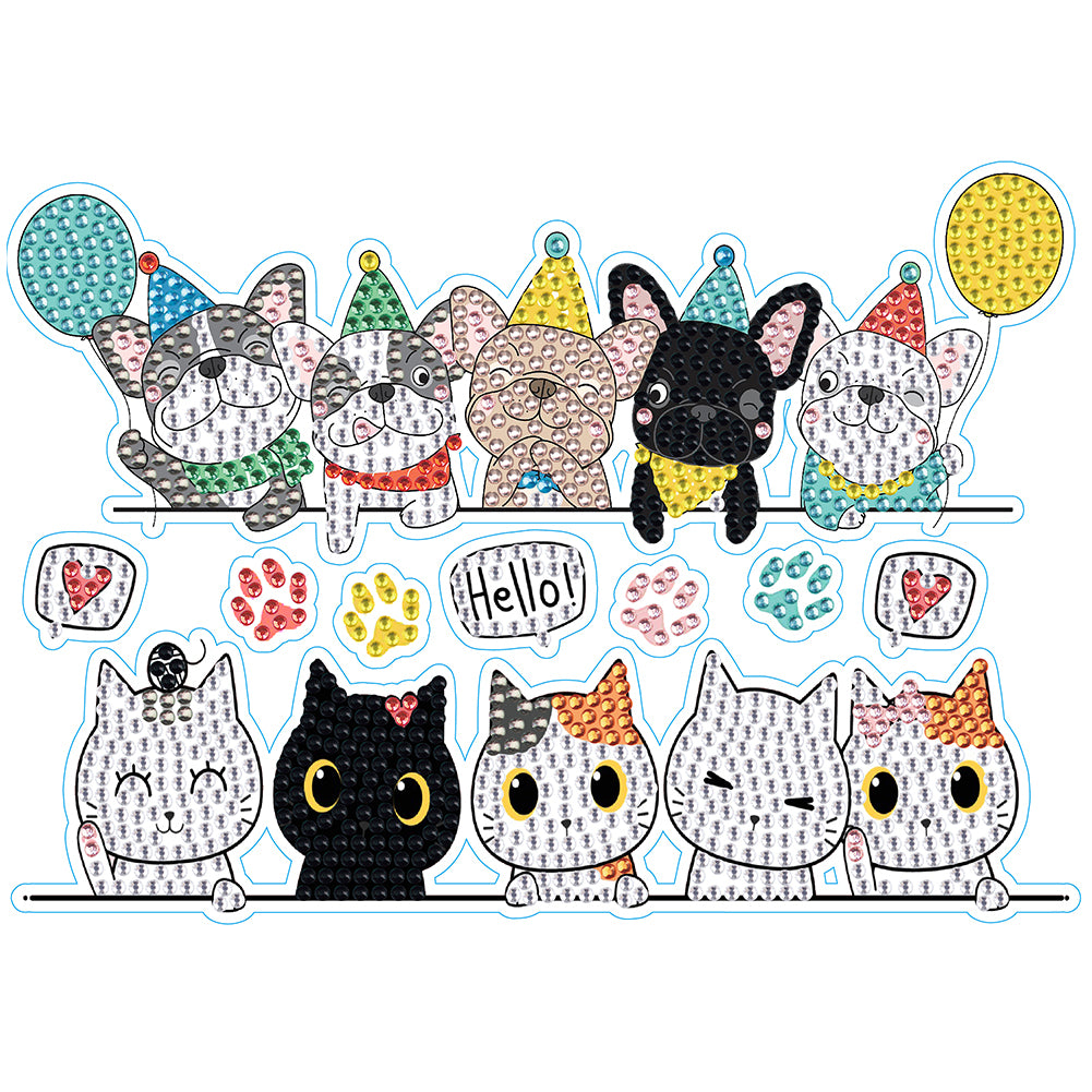 Cat Dog Diamond Mosaic Sticker Art Crafts DIY Cartoon Stickers for Kids Beginner