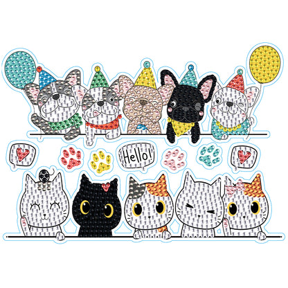 Cat Dog Diamond Mosaic Sticker Art Crafts DIY Cartoon Stickers for Kids Beginner