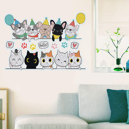 Cat Dog Diamond Mosaic Sticker Art Crafts DIY Cartoon Stickers for Kids Beginner