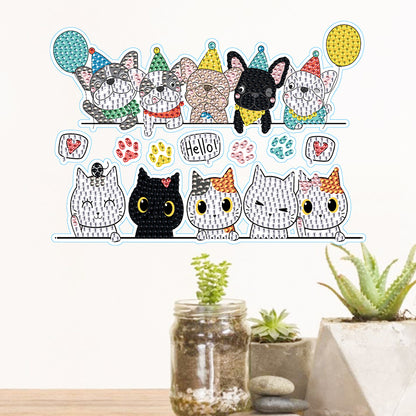 Cat Dog Diamond Mosaic Sticker Art Crafts DIY Cartoon Stickers for Kids Beginner