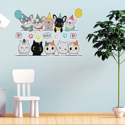 Cat Dog Diamond Mosaic Sticker Art Crafts DIY Cartoon Stickers for Kids Beginner