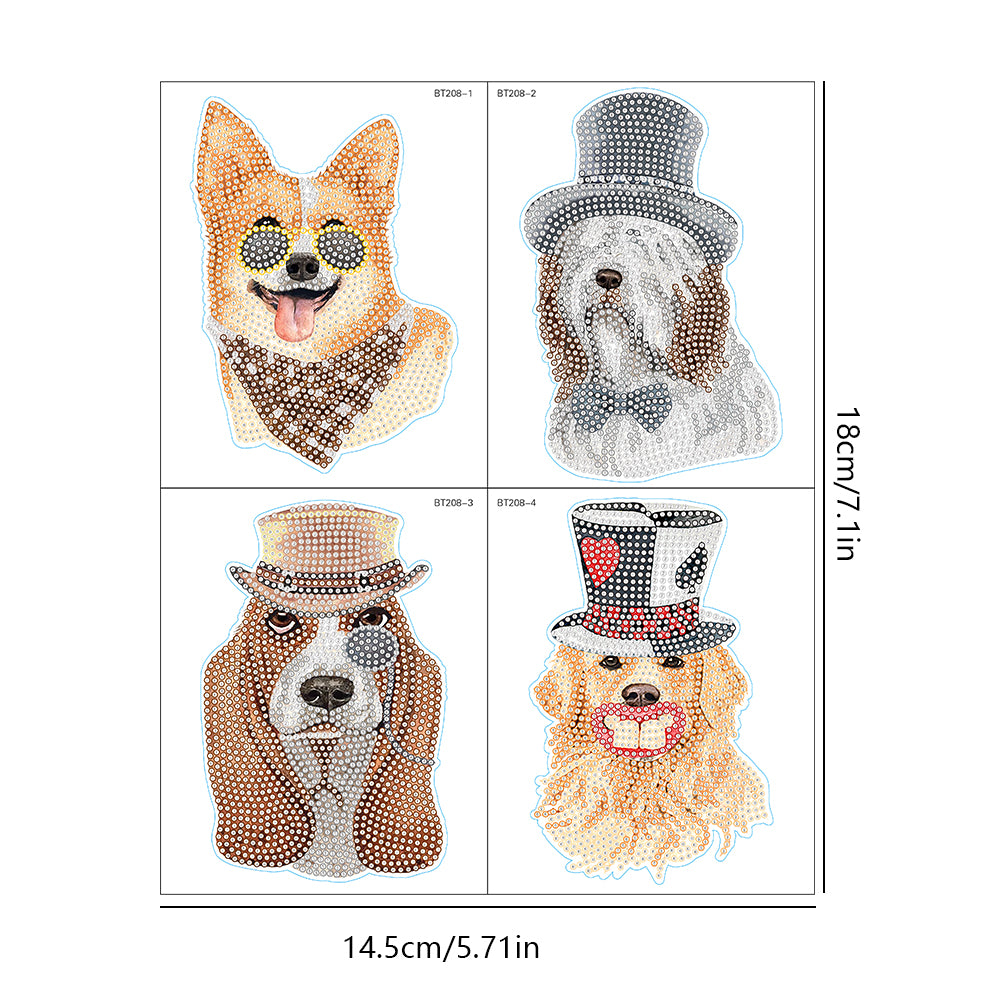 4pcs Diamond Mosaic Sticker Art Crafts Dog DIY Children Gift Diamond Art Sticker