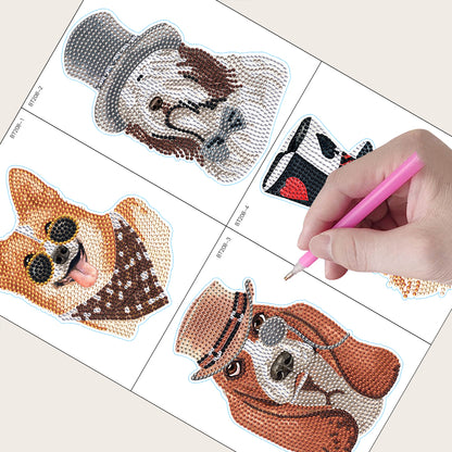 4pcs Diamond Mosaic Sticker Art Crafts Dog DIY Children Gift Diamond Art Sticker