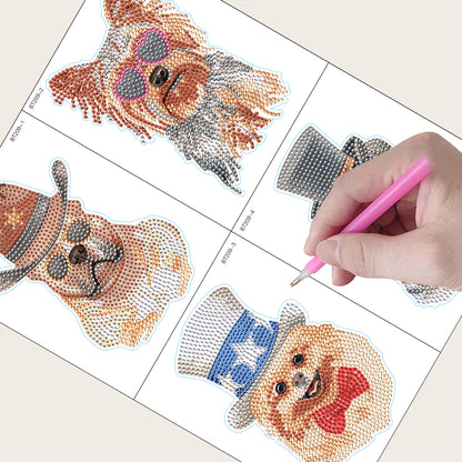 4pcs Diamond Mosaic Sticker Art Crafts Dog DIY Children Gift Diamond Art Sticker