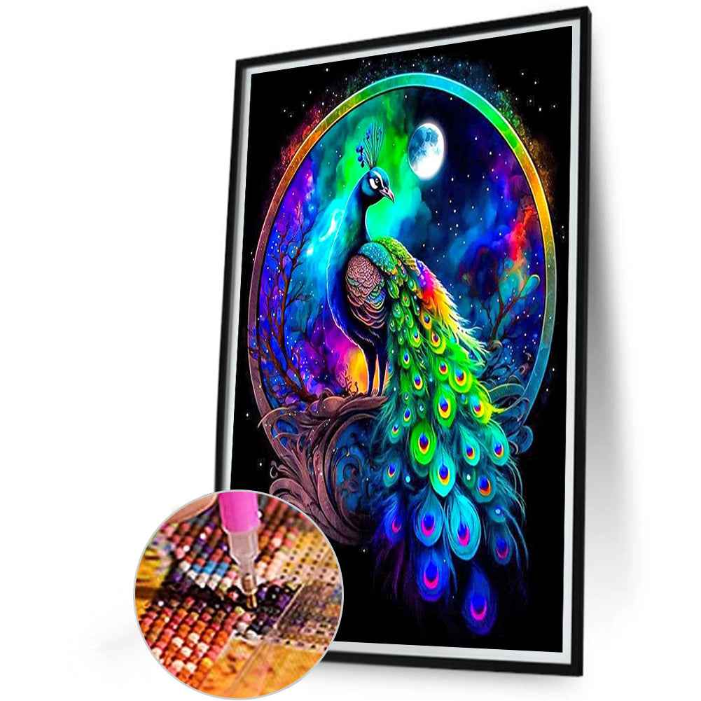 Colorful Peacock - Full Square Drill Diamond Painting 20*30CM