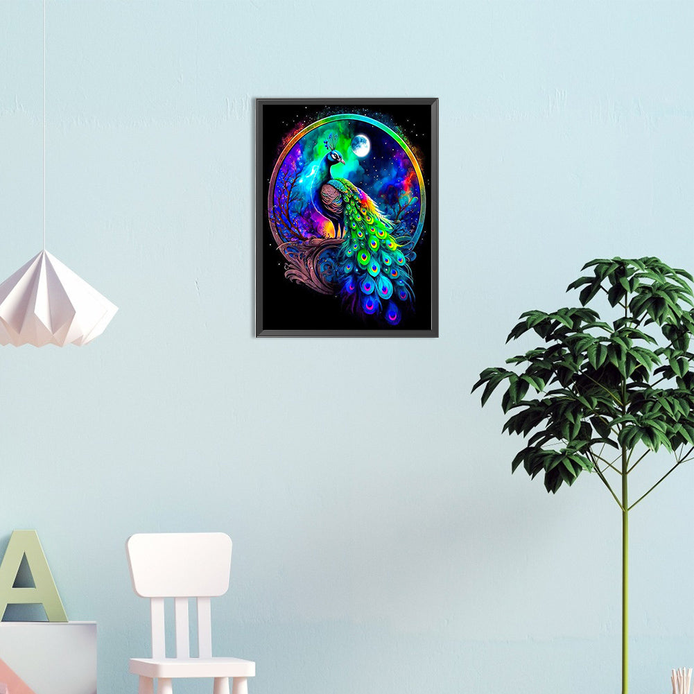 Colorful Peacock - Full Square Drill Diamond Painting 20*30CM