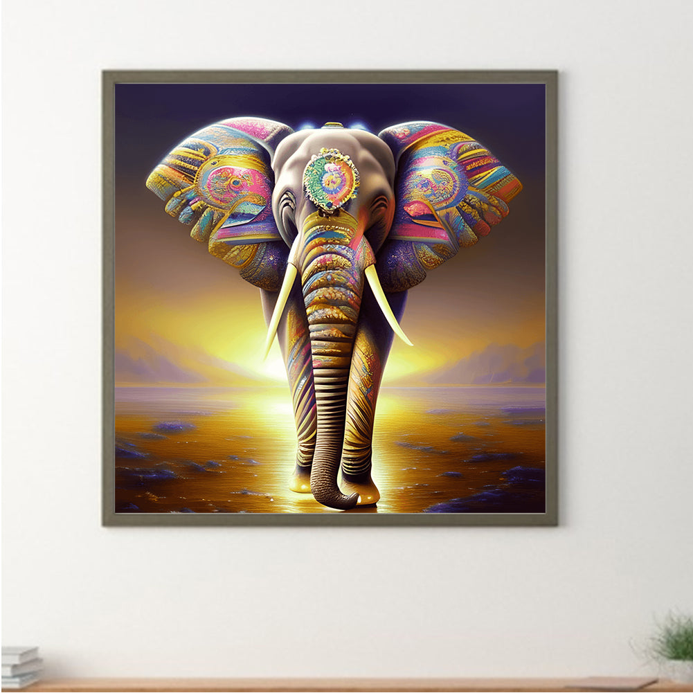 Elephants Walking In The Starry Sky - Full Round Drill Diamond Painting 30*30CM