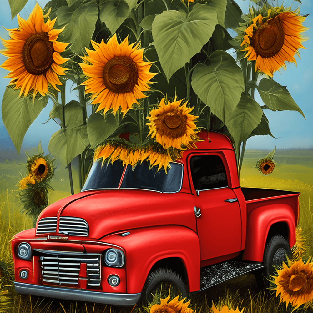 Field Red Car - Full Round Drill Diamond Painting 30*30CM