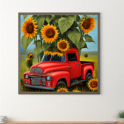 Field Red Car - Full Round Drill Diamond Painting 30*30CM