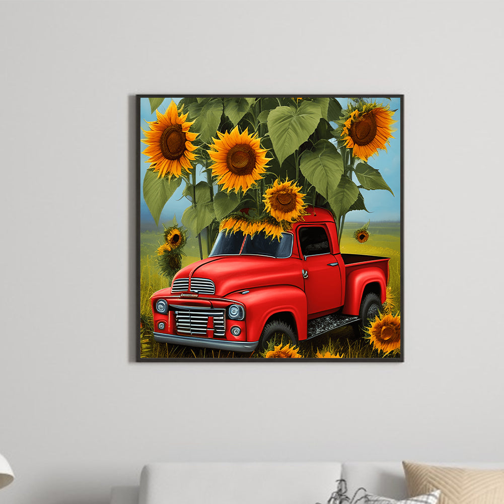 Field Red Car - Full Round Drill Diamond Painting 30*30CM