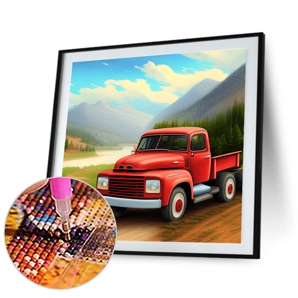 Field Red Car - Full Round Drill Diamond Painting 30*30CM