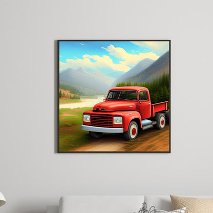 Field Red Car - Full Round Drill Diamond Painting 30*30CM