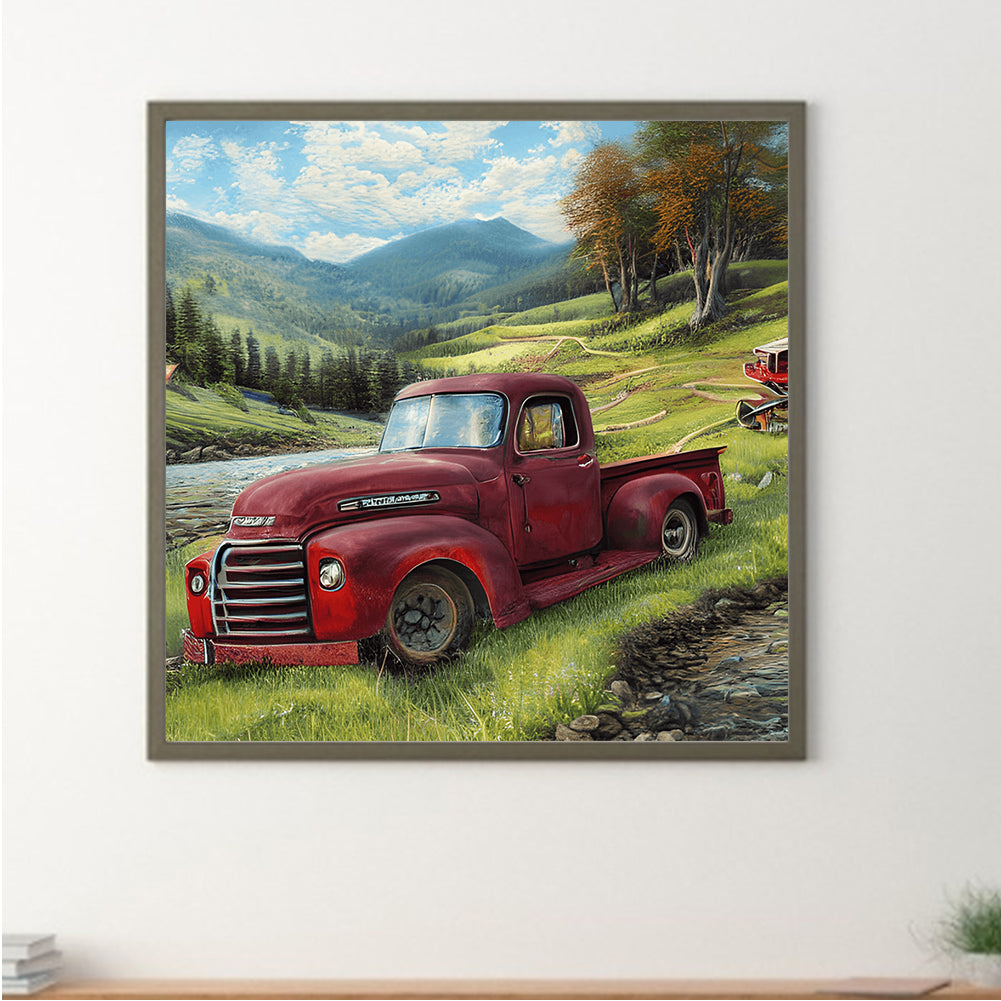 Field Red Car - Full Round Drill Diamond Painting 30*30CM