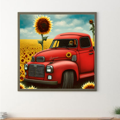 Field Red Car - Full Round Drill Diamond Painting 30*30CM