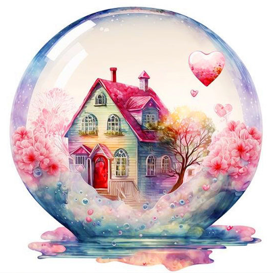 Small House Surrounded By Flowers - Full Round Drill Diamond Painting 30*30CM