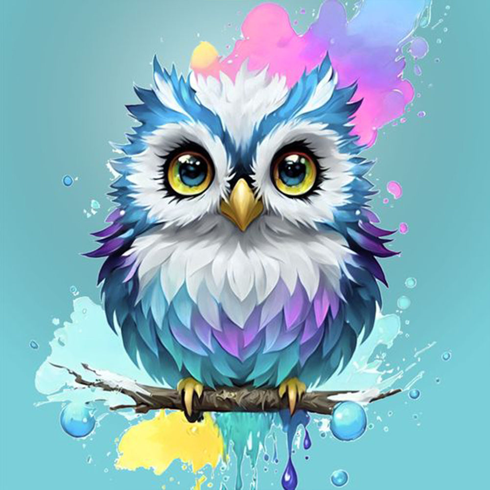 Owl Under Paint - Full Round Drill Diamond Painting 30*30CM