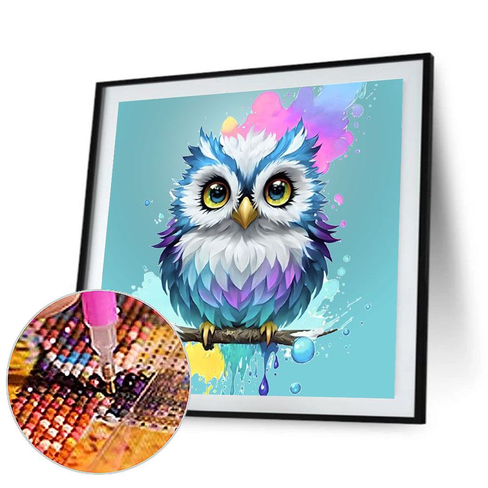 Owl Under Paint - Full Round Drill Diamond Painting 30*30CM