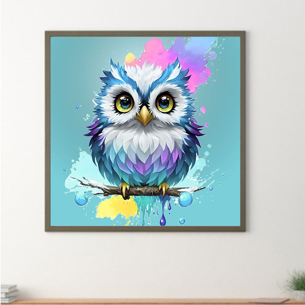 Owl Under Paint - Full Round Drill Diamond Painting 30*30CM