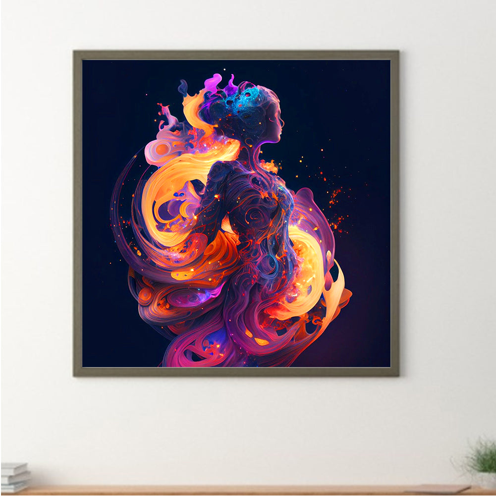 Girl In Fireworks - Full Round Drill Diamond Painting 30*30CM