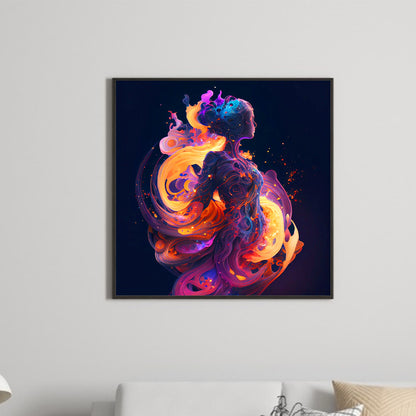 Girl In Fireworks - Full Round Drill Diamond Painting 30*30CM