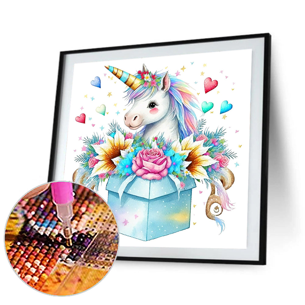 Unicorn Gift Box - Full Round Drill Diamond Painting 30*30CM