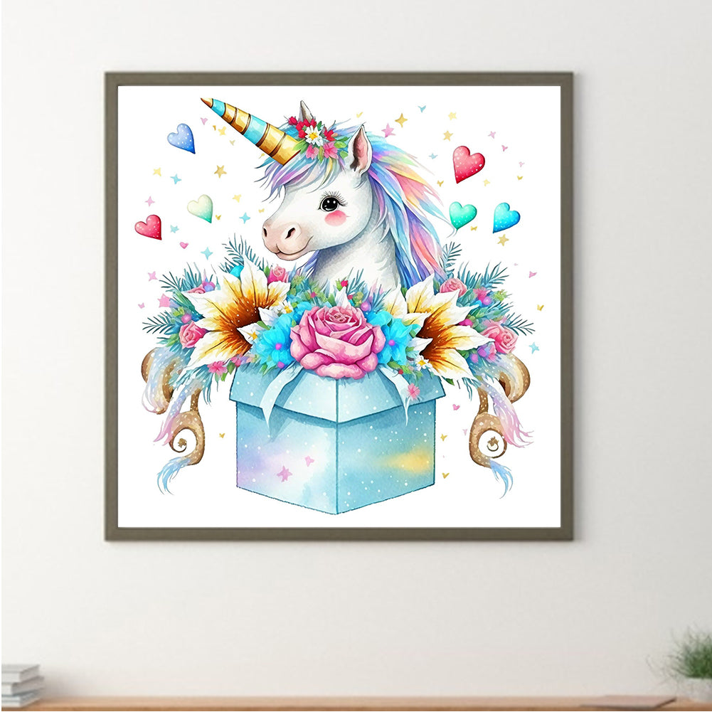 Unicorn Gift Box - Full Round Drill Diamond Painting 30*30CM