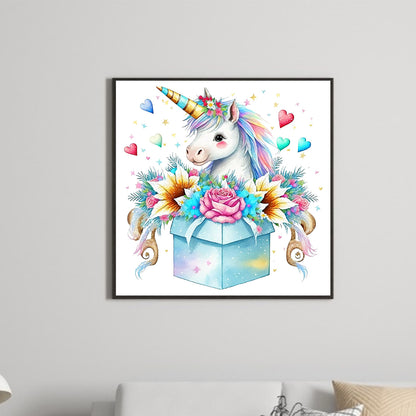 Unicorn Gift Box - Full Round Drill Diamond Painting 30*30CM