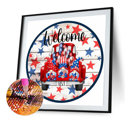 Independence Day Card - Full Round Drill Diamond Painting 40*40CM