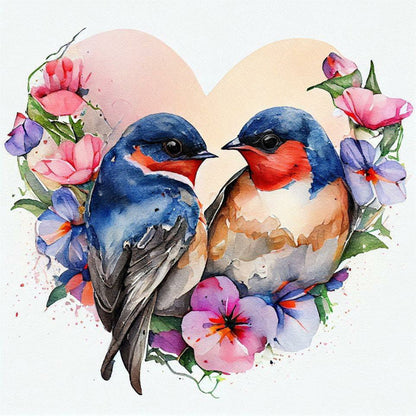 Love Wreath Bird - Full Round Drill Diamond Painting 30*30CM