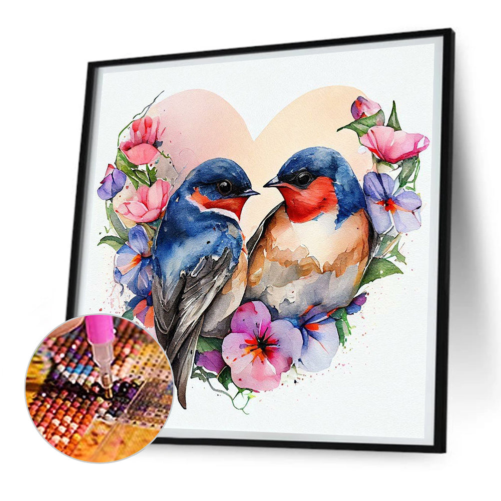 Love Wreath Bird - Full Round Drill Diamond Painting 30*30CM