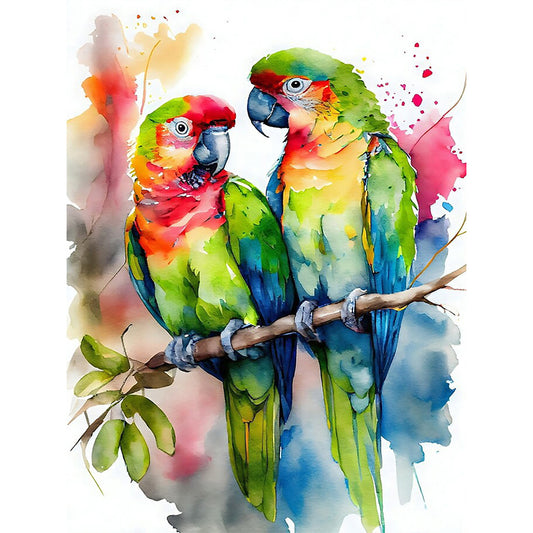 Watercolor Parrot - Full Round Drill Diamond Painting 30*40CM