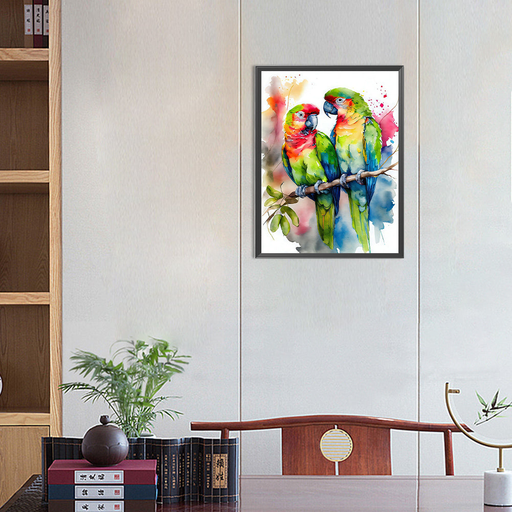 Watercolor Parrot - Full Round Drill Diamond Painting 30*40CM