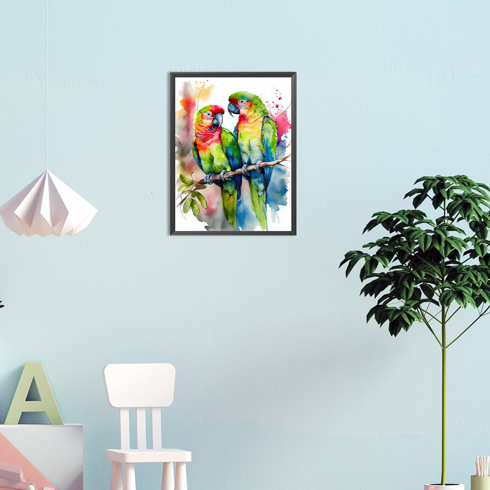 Watercolor Parrot - Full Round Drill Diamond Painting 30*40CM
