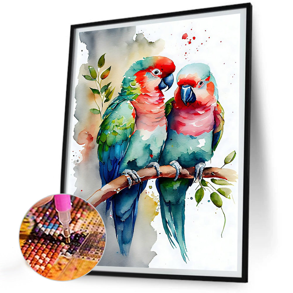 Watercolor Parrot - Full Round Drill Diamond Painting 30*40CM