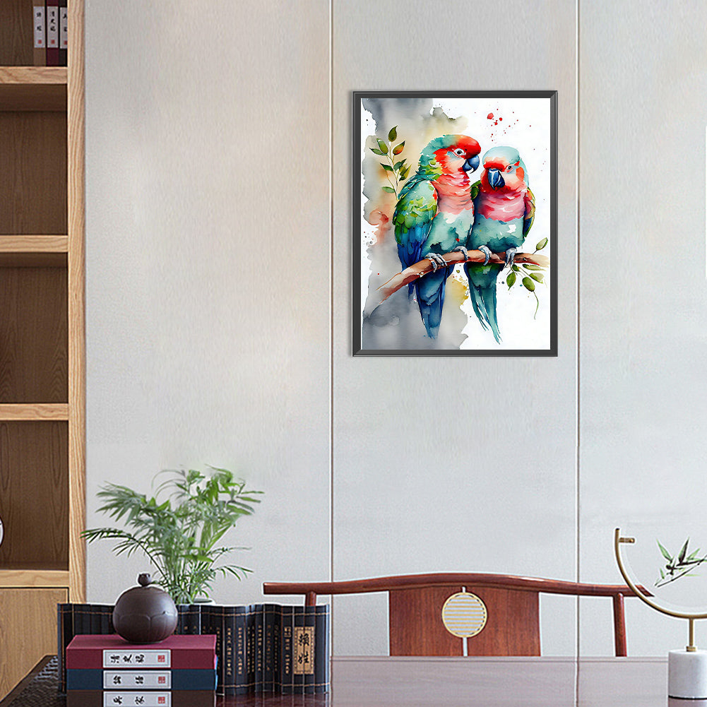 Watercolor Parrot - Full Round Drill Diamond Painting 30*40CM
