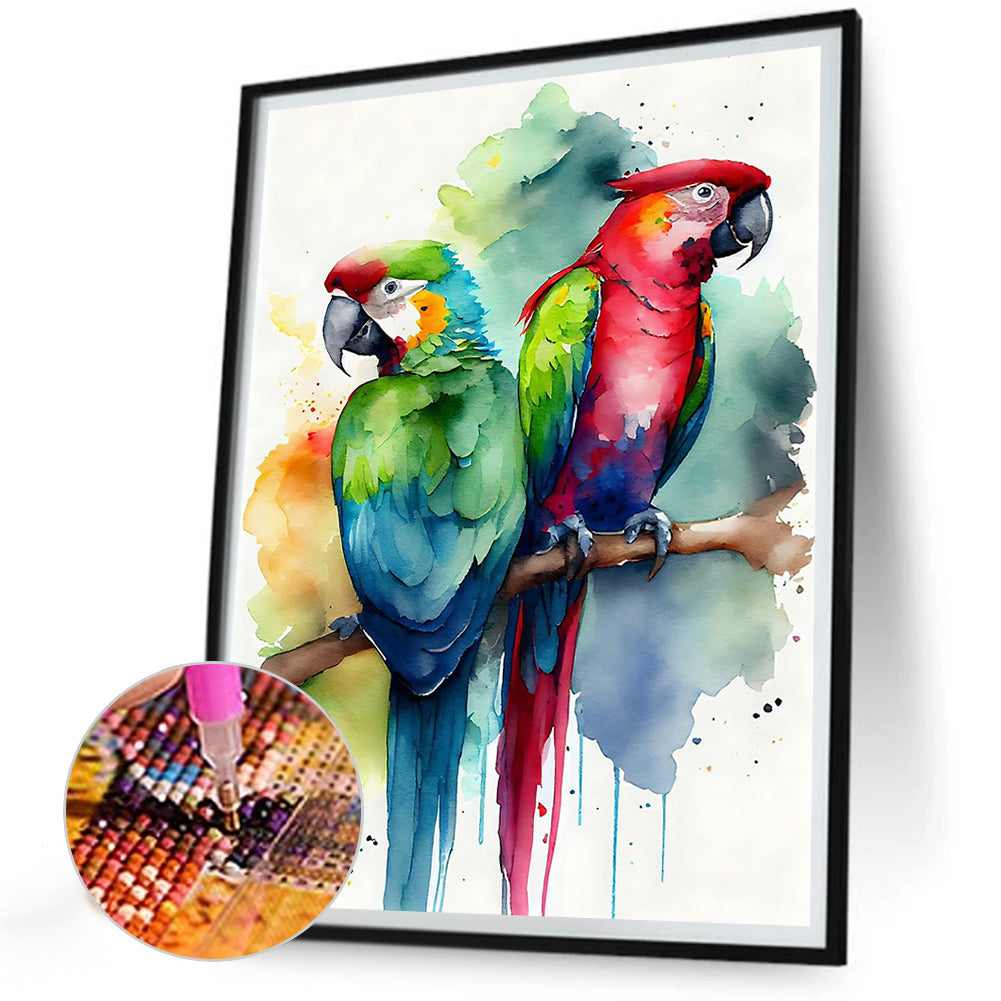 Watercolor Parrot - Full Round Drill Diamond Painting 30*40CM