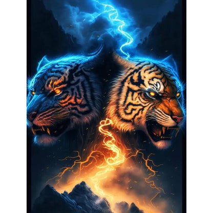 Ice Fire Tiger - Full Round Drill Diamond Painting 30*40CM