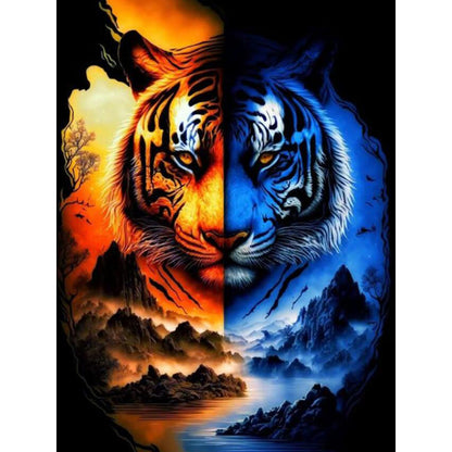 Ice Fire Tiger - Full Round Drill Diamond Painting 30*40CM