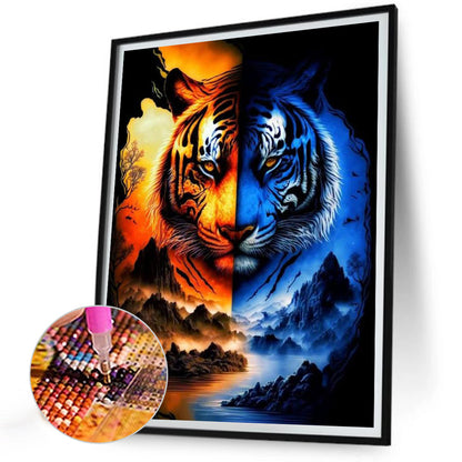 Ice Fire Tiger - Full Round Drill Diamond Painting 30*40CM