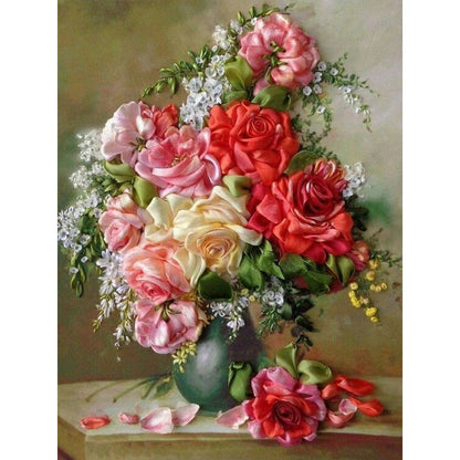 Vase Bouquet - Full Round Drill Diamond Painting 30*40CM