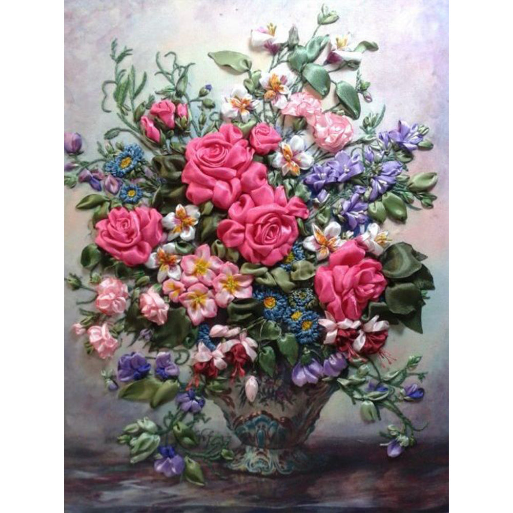 Vase Bouquet - Full Round Drill Diamond Painting 30*40CM