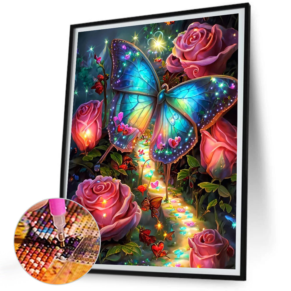 Rose Butterfly Path - Full Square Drill Diamond Painting 30*40CM