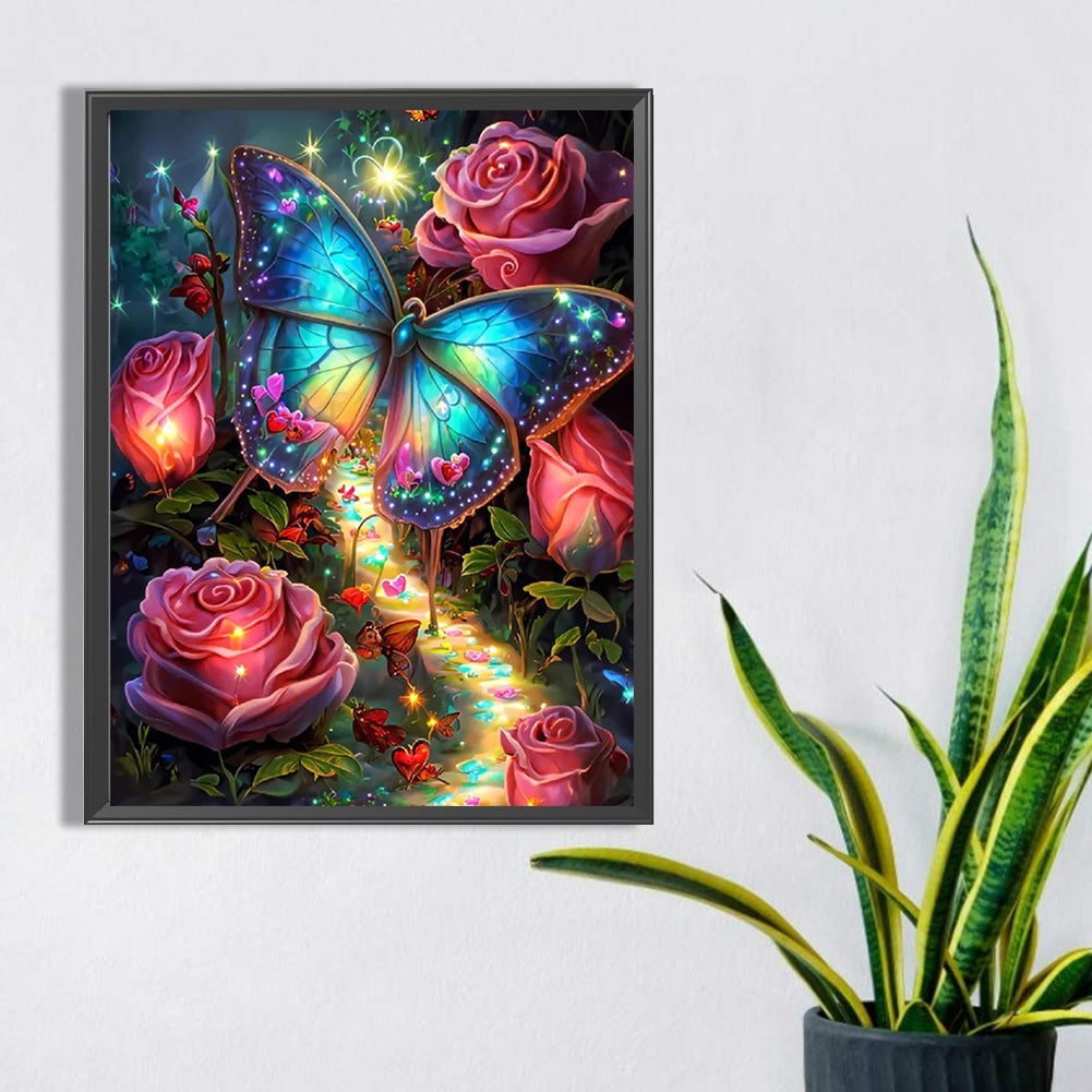 Rose Butterfly Path - Full Square Drill Diamond Painting 30*40CM