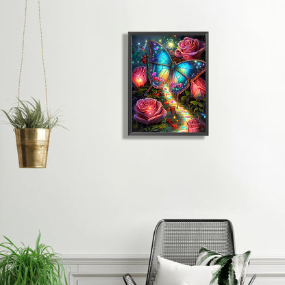 Rose Butterfly Path - Full Square Drill Diamond Painting 30*40CM