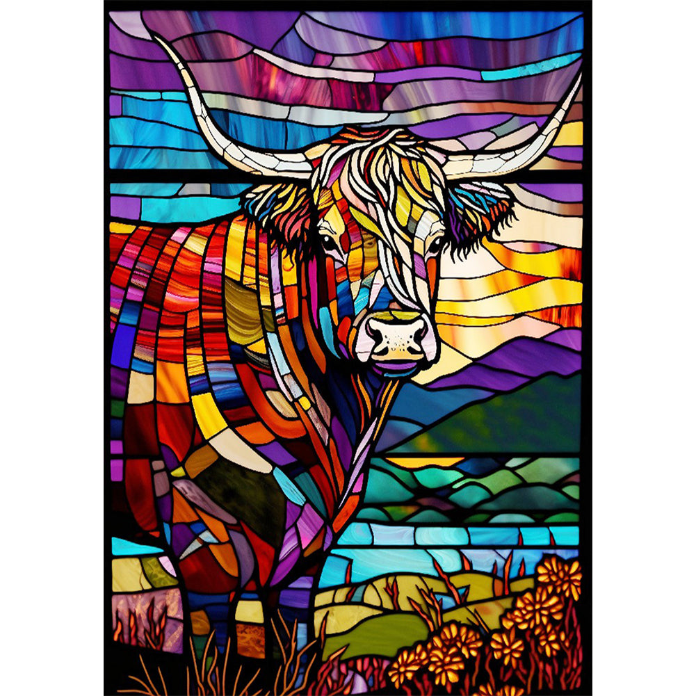 Highland Yak Glass Painting - Full Round Drill Diamond Painting 30*40CM