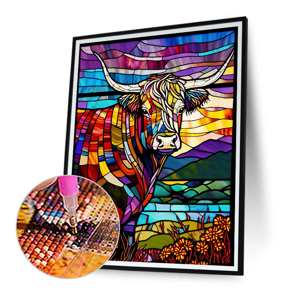 Highland Yak Glass Painting - Full Round Drill Diamond Painting 30*40CM