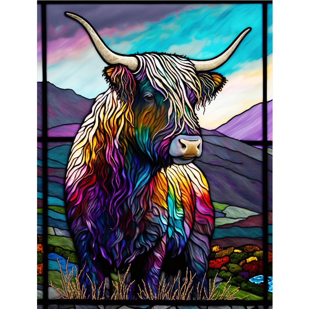 Highland Yak Glass Painting - Full Round Drill Diamond Painting 30*40CM