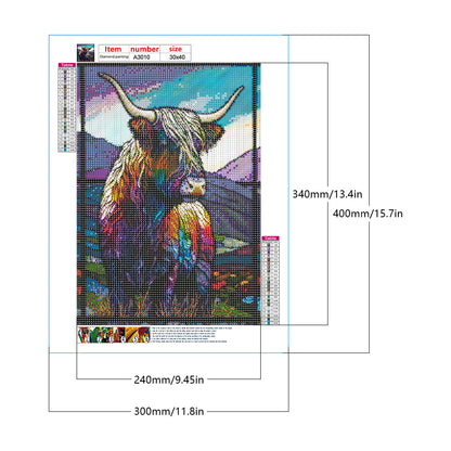 Highland Yak Glass Painting - Full Round Drill Diamond Painting 30*40CM